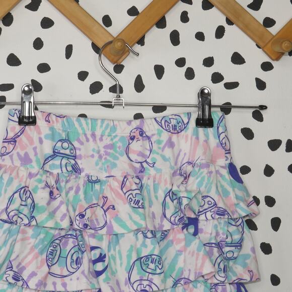 Spotted Zebra Star Wars Tie Dye Print Tiered Ruffle Girls Skort - Picture 4 of 7